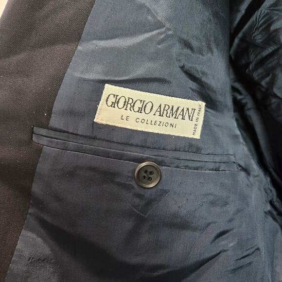 Giorgio Armani Wool Blazer Suit Jacket Black Two Button Mens Classic 41S - Picture 3 of 7